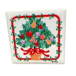 Christmas Refrigerator Magnet Fridge Holiday Decor PMG Ceramic Square Pear Tree